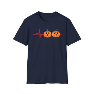 Halloween Pumpkin Heartbeat T-Shirt — Cute Jack-O’-Lantern ECG Tee