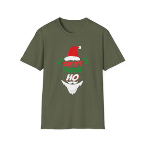 Funny Christmas Santa_s Favorite Ho Naughty Pajama Black Unisex Adult Cotton Polyester Short Sleeve Unisex Softstyle T-Shirt