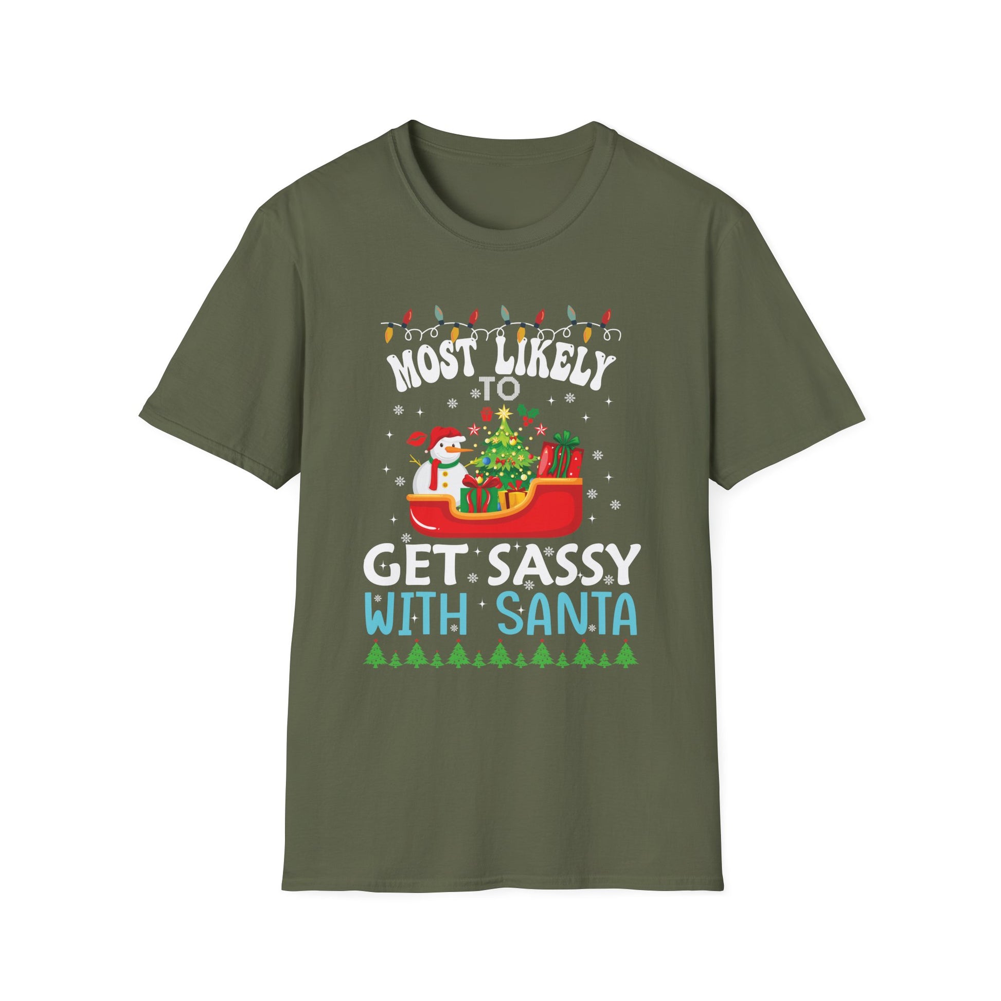 Most Likely To Nap On Christmas Family Christmas Pajamas Unisex Softstyle T-Shirt