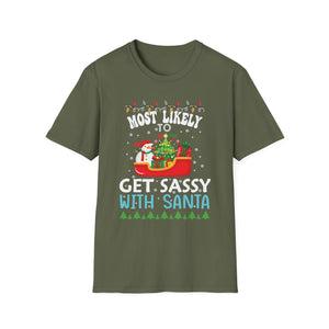 Most Likely To Nap On Christmas Family Christmas Pajamas Unisex Softstyle T-Shirt