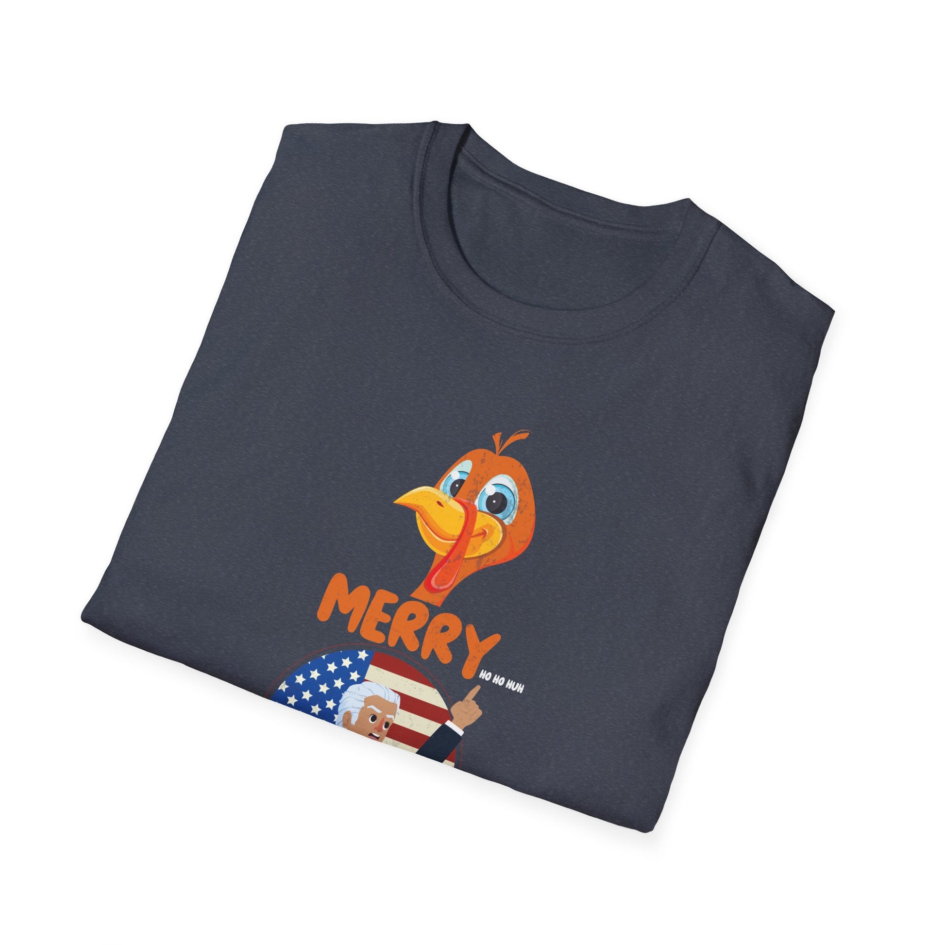 Thanksgiving Turkey T-Shirt — 'Merry Thanksgiving' Patriotic Turkey Graphic  Unisex T-Shirt