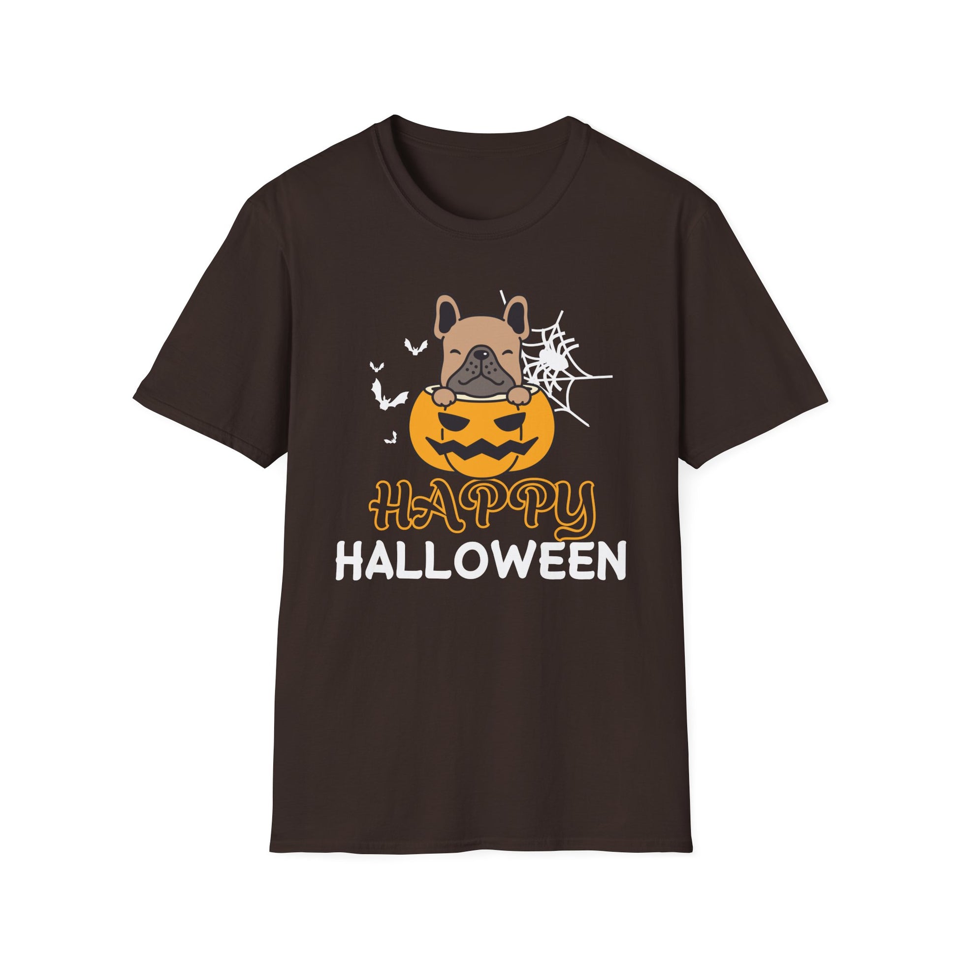 Halloween French Bulldog T-Shirt - "Happy Halloween" Pumpkin Pup Tee