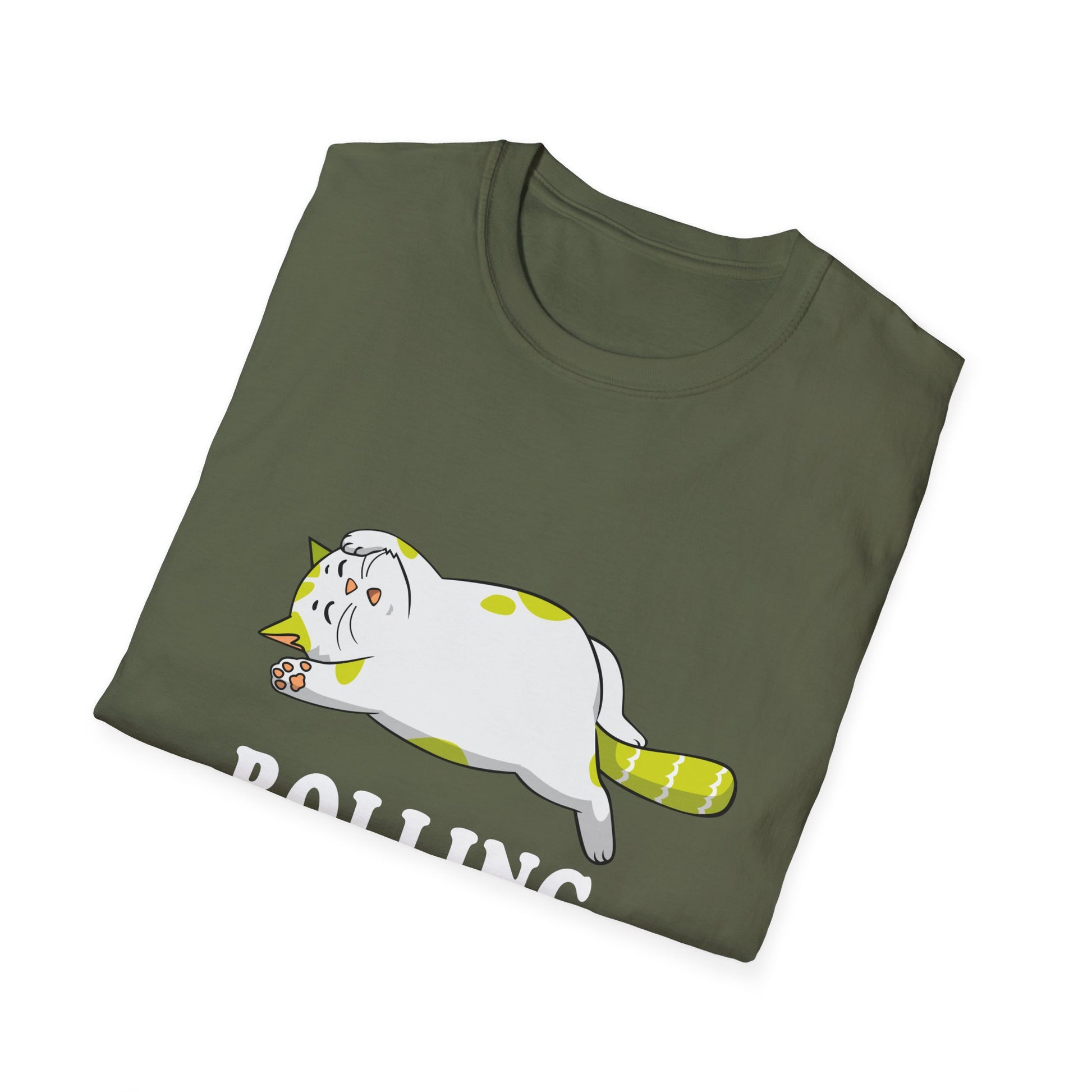 Cat T-Shirt — "Rolling Fatties" Funny Lazy Cat Graphic Tee