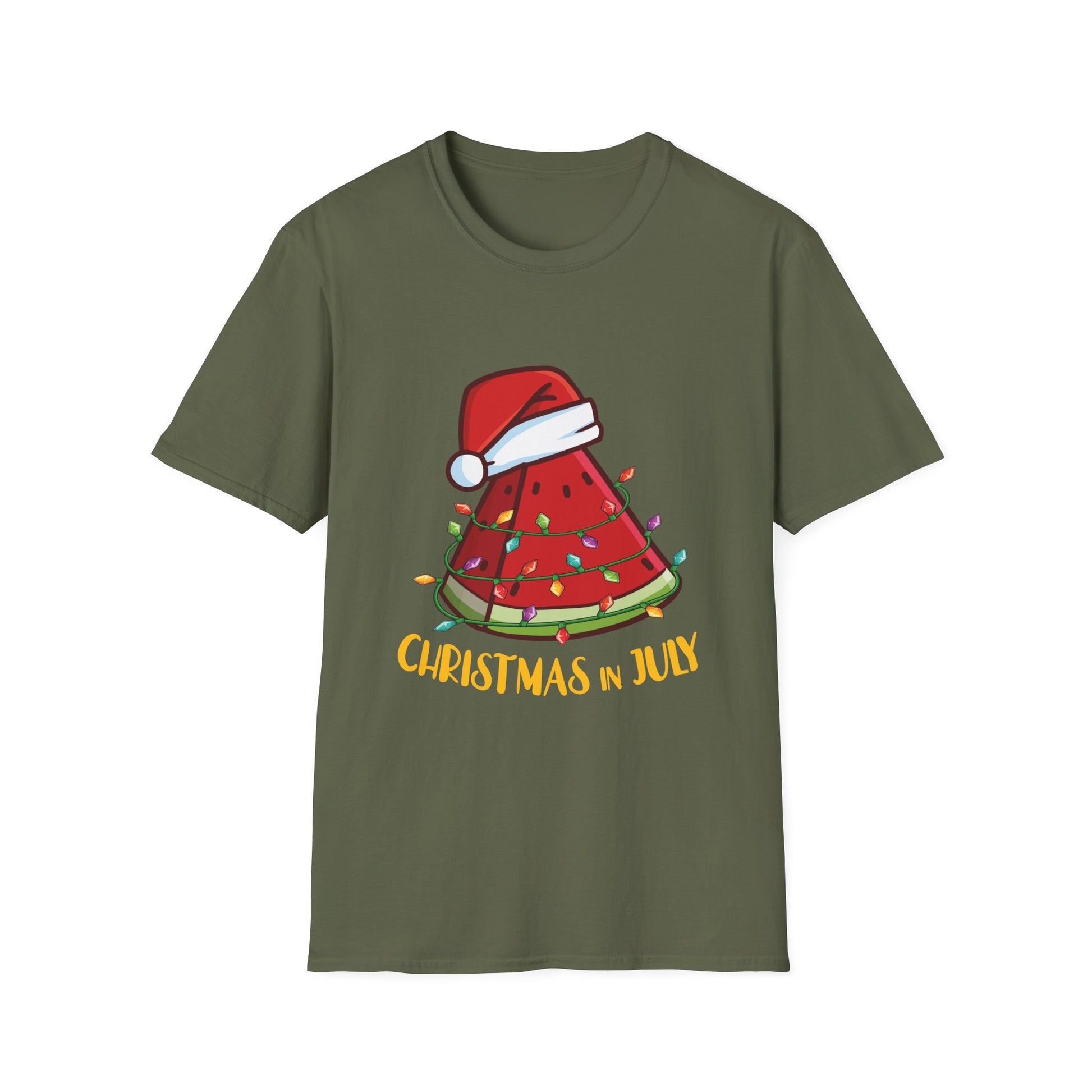 Summer Vacation Watermelon Christmas Tree Christmas In July Unisex Softstyle T-Shirt