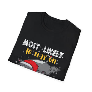 Most Likely To Nap On Christmas Funny Family Christmas Unisex Softstyle T-Shirt