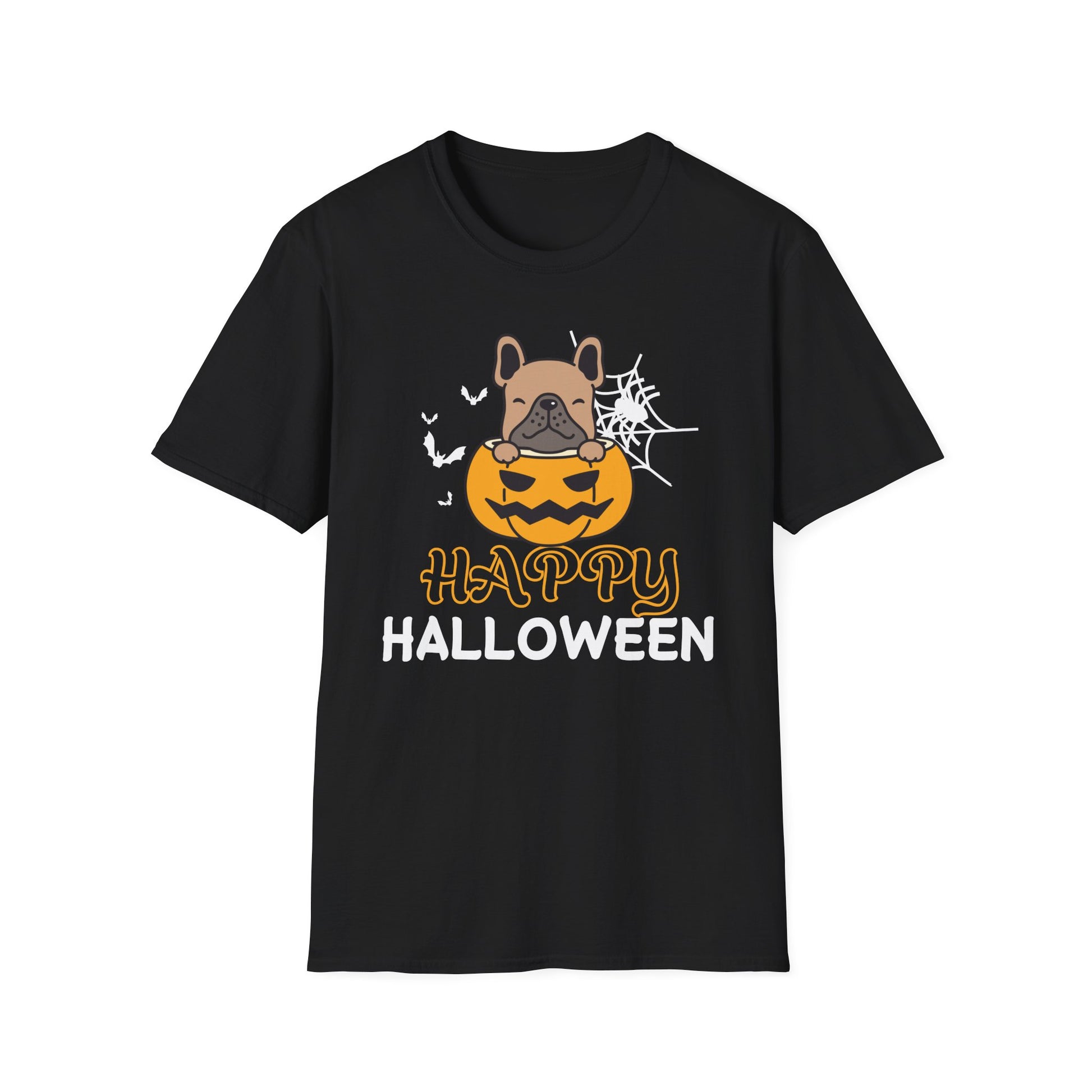 Halloween French Bulldog T-Shirt - "Happy Halloween" Pumpkin Pup Tee