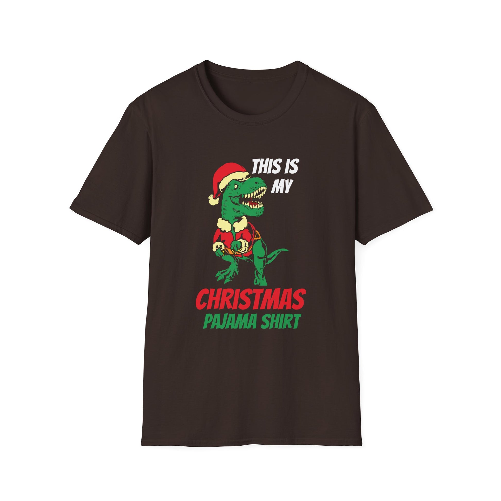Christmas Pajama Shirt T‑Shirt — Funny T‑Rex in Santa Hat "This Is My Christmas Pajama Shirt"