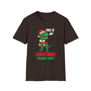 Christmas Pajama Shirt T‑Shirt — Funny T‑Rex in Santa Hat 