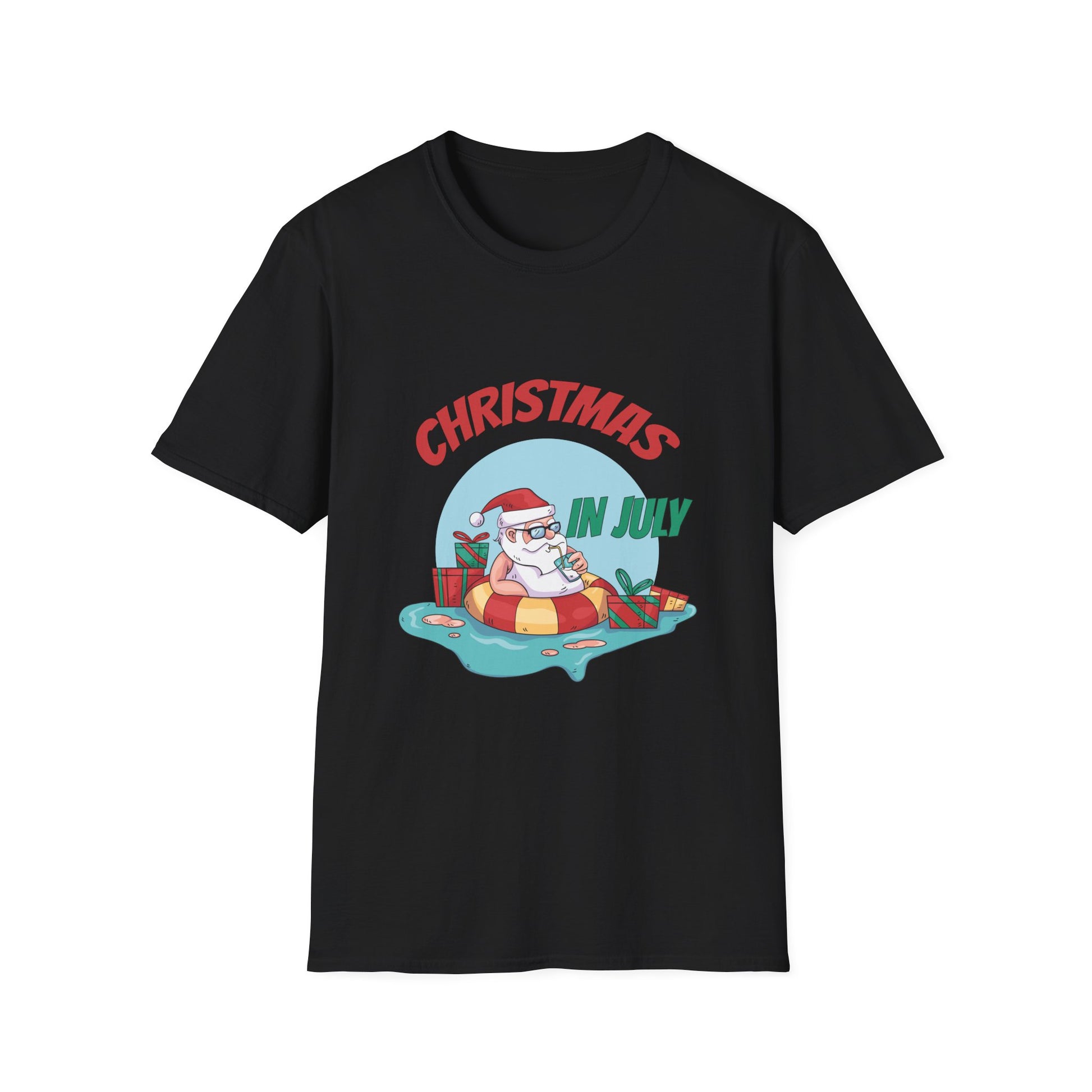 Christmas in July T-Shirt — Santa on Float Beach Summer Holiday Tee
