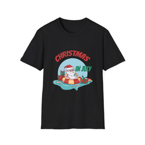 Christmas in July T-Shirt — Santa on Float Beach Summer Holiday Tee