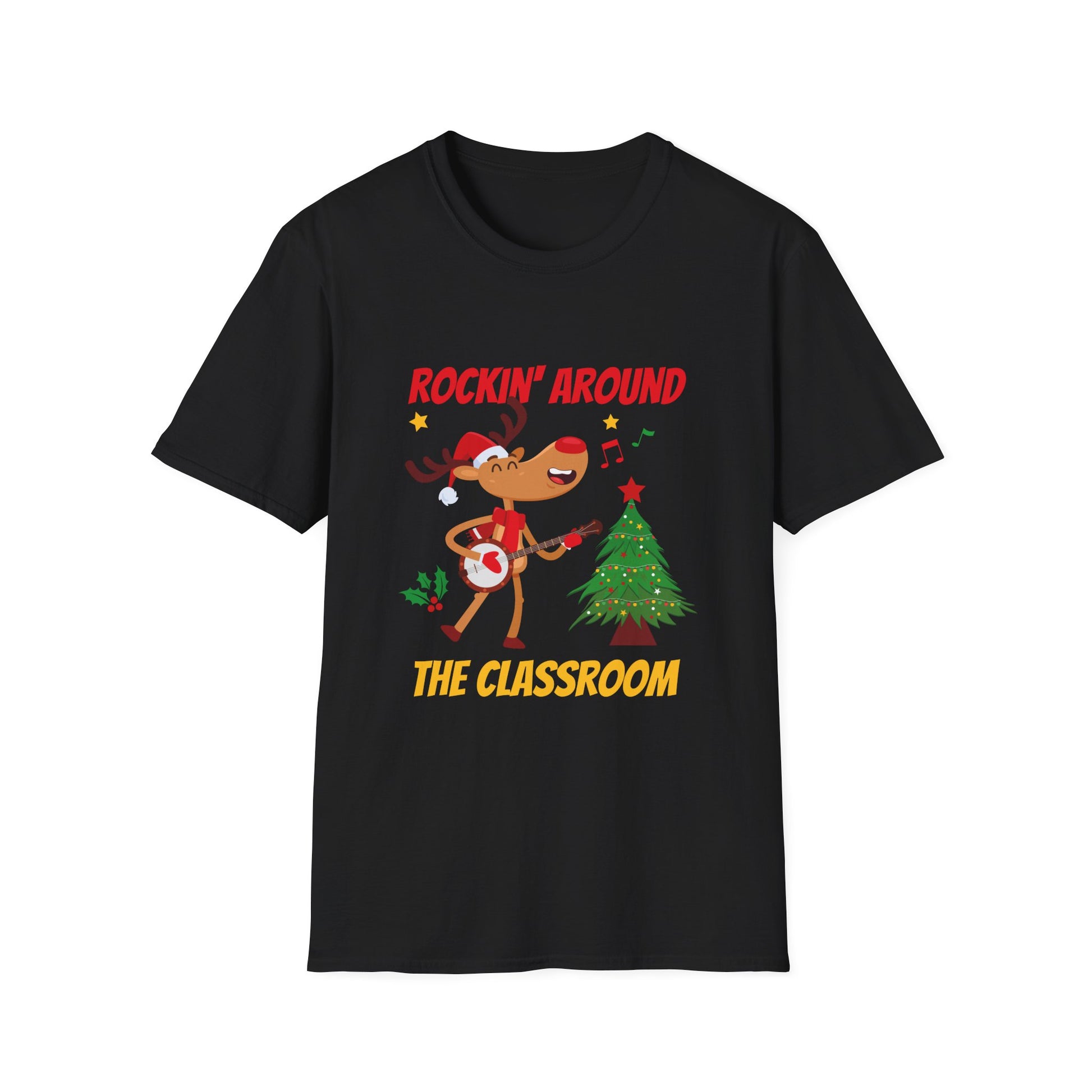 Retro Groovy Teacher Christmas Rockin_ Around The Classroom T-Shirt