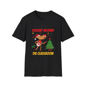 Retro Groovy Teacher Christmas Rockin_ Around The Classroom T-Shirt