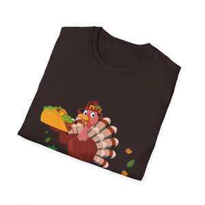 Thanksgiving Turkey 'Eat Tacos' T-Shirt — Funny Holiday Food Graphic Tee  Unisex T-Shirt
