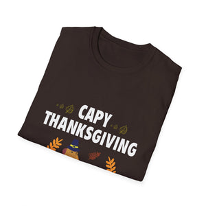 Capy Thanksgiving Cute Capybara Thanksgiving Shirt with Pumpkins & Leaves  Unisex T-Shirt