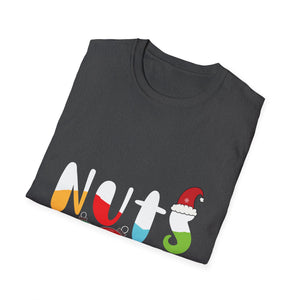 Christmas Nuts Graphic T-Shirt — Festive Holiday Ornaments & Santa Hat Tee