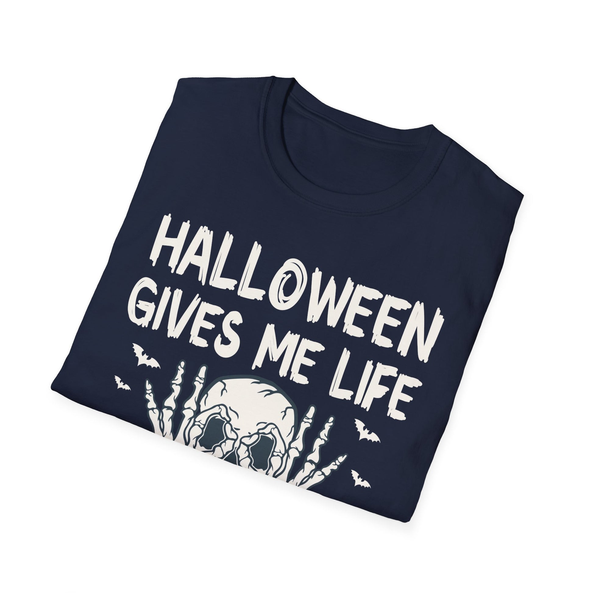Halloween Gives Me Life T-Shirt — Skull & Bats Halloween Tee