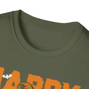 Gnomes Halloween Greeting Holiday Pumpkin Creepy Halloween Tee Unisex Softstyle T-Shirt