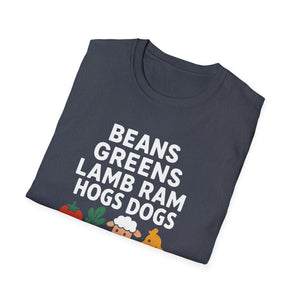 Funny Foodie Beans, Greens & More  Unisex T-Shirt