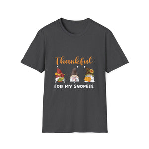 Thankful For My Gnomies T-Shirt — Thanksgiving Gnome Graphic Tee  Unisex T-Shirt