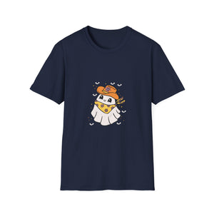 Cute Ghost in Cowboy Hat T-Shirt — Western Halloween Graphic Tee