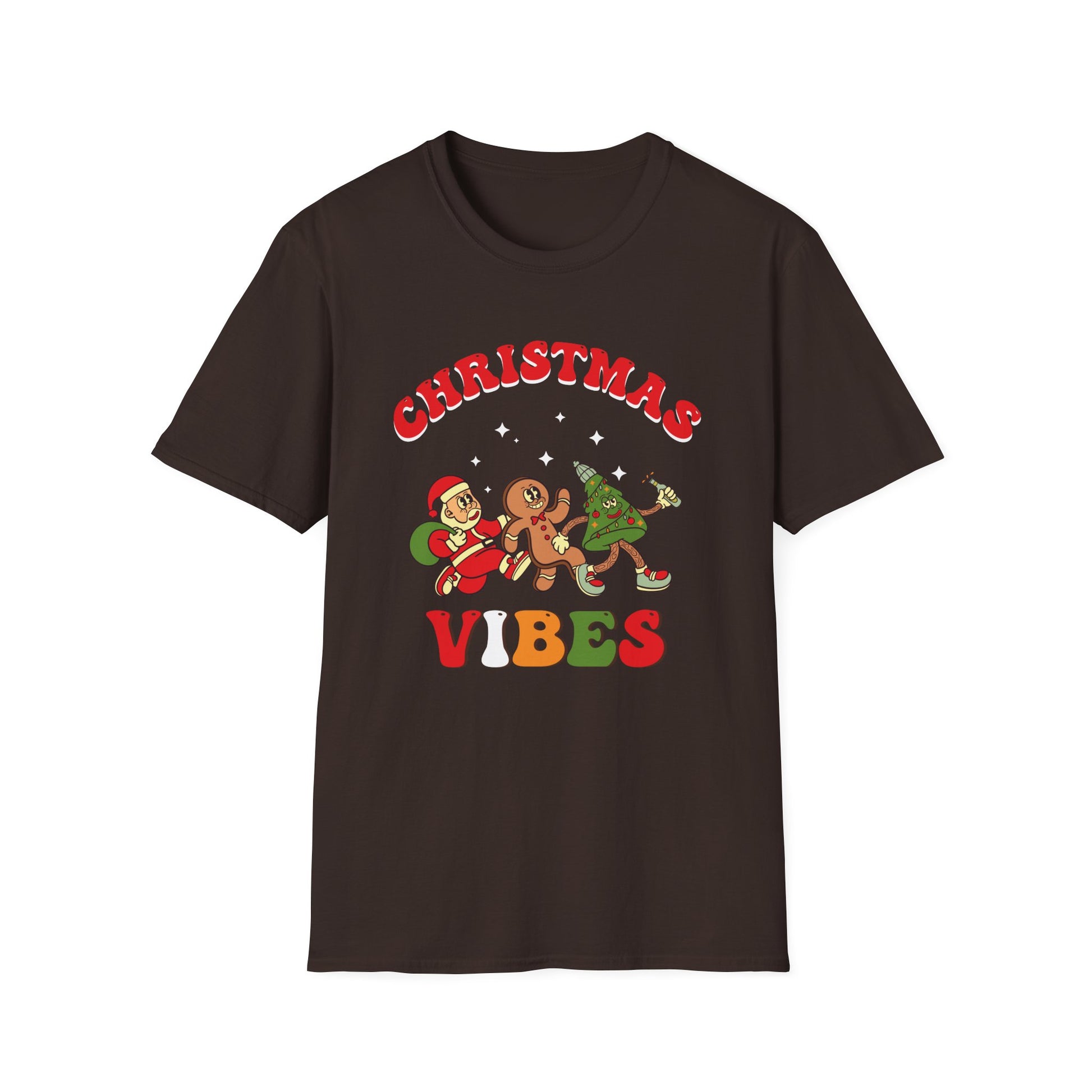 Christmas Vibes T-Shirt — Santa, Gingerbread & Elf Holiday Graphic Tee