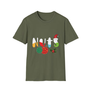 Christmas Nuts Graphic T-Shirt — Festive Holiday Ornaments & Santa Hat Tee