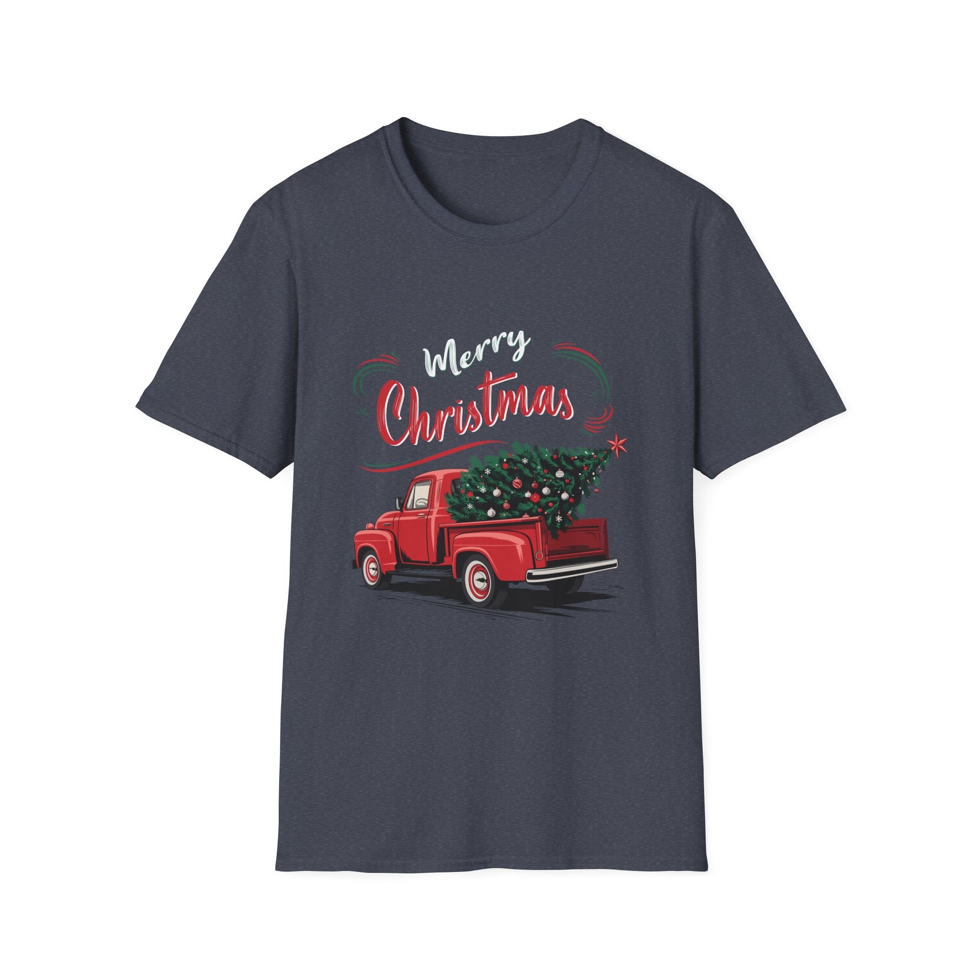 Vintage Wagon Red Truck Christmas Tree Pajama Family Xmas T-Shirt