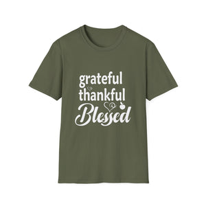 Grateful Thankful Blessed T-Shirt — Inspirational Faith Tee