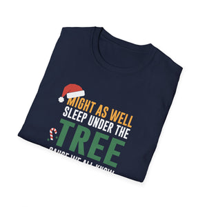 Funny Christmas Decor Firefighter Truck Christmas Tree  Unisex Softstyle T-Shirt