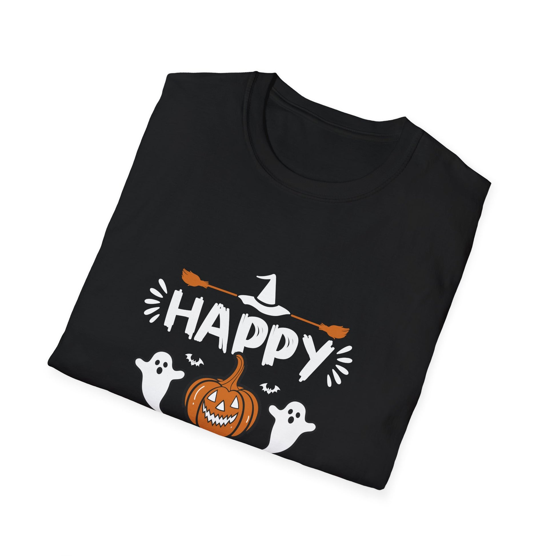 Halloween T-Shirt — "Happy Halloween" Pumpkin & Ghosts Tee