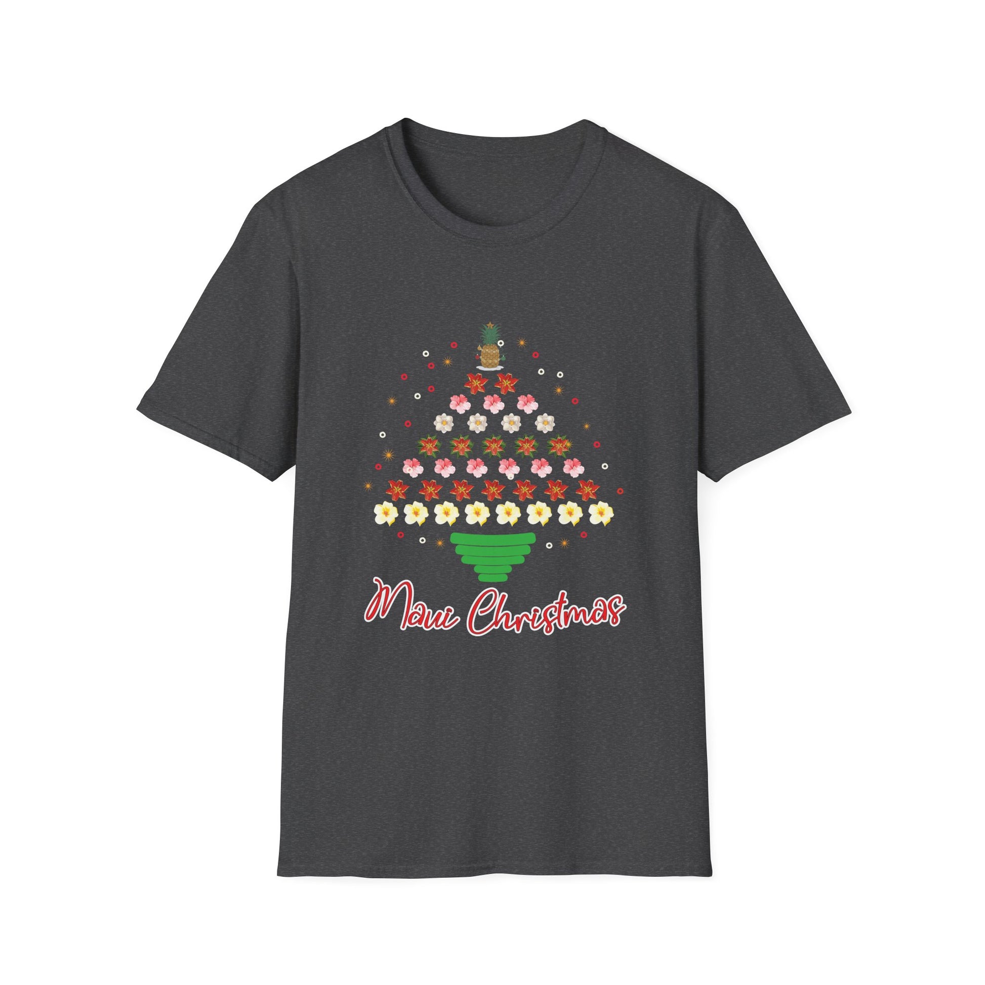 Christmas Flower Tree T-Shirt — "Merry Christmas" Floral Holiday Tee