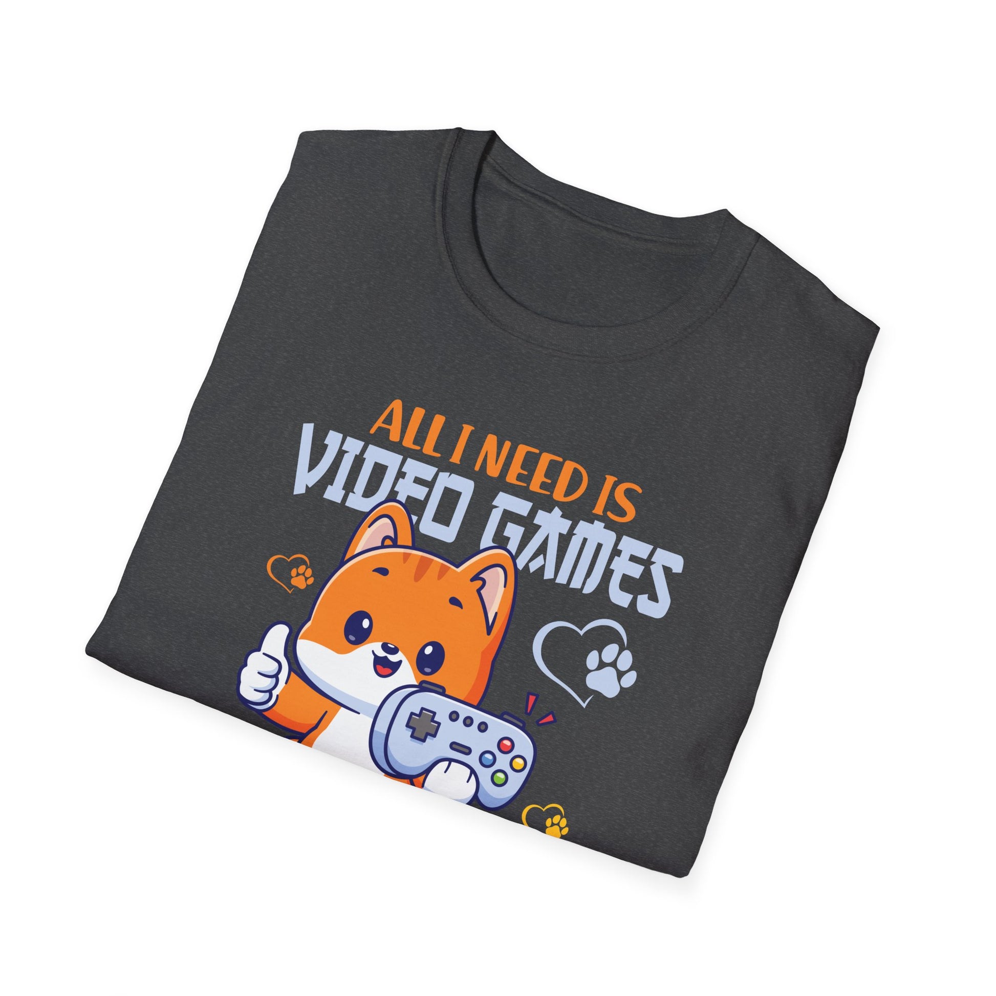 Funny All I Need Is Video Games And My Cat Gamer Gaming Unisex T-Shirt
