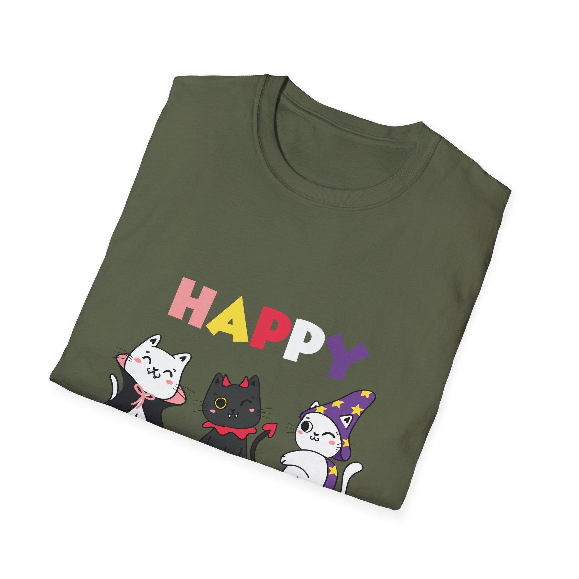 Halloween Thanksgiving Christmas Happy HalloThanksMas Cats Unisex T-Shirt
