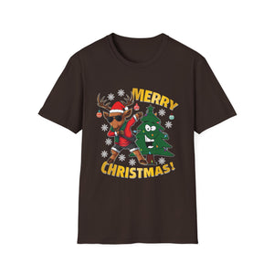 Merry Christmas Dabbing Reindeer & Tree T-Shirt