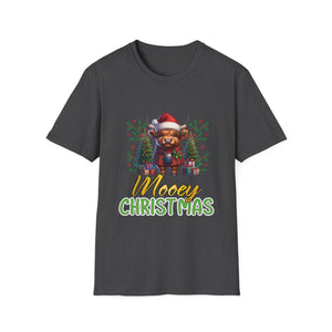 Mooey Christmas Heifer Cow Reindeer Christmas Lights Unisex Softstyle T-Shirt