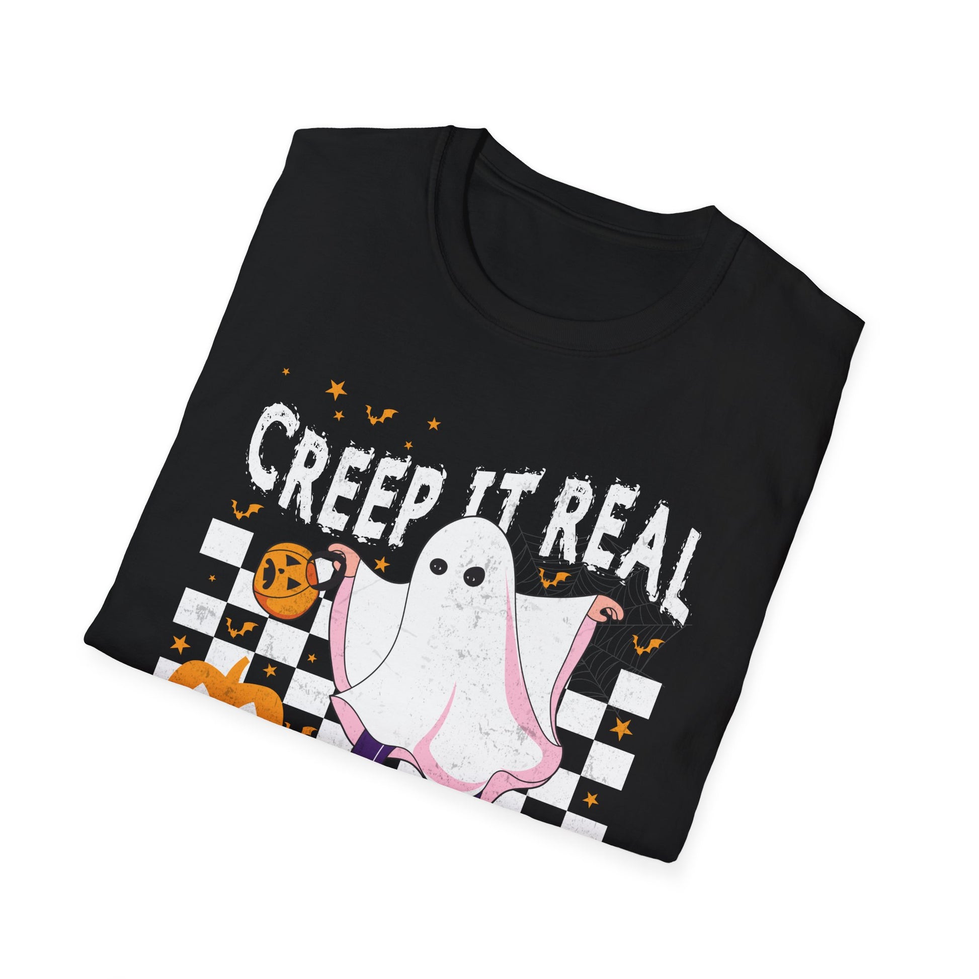 Creep It Real Vintage Ghost Halloween Tee Unisex Softstyle T-Shirt