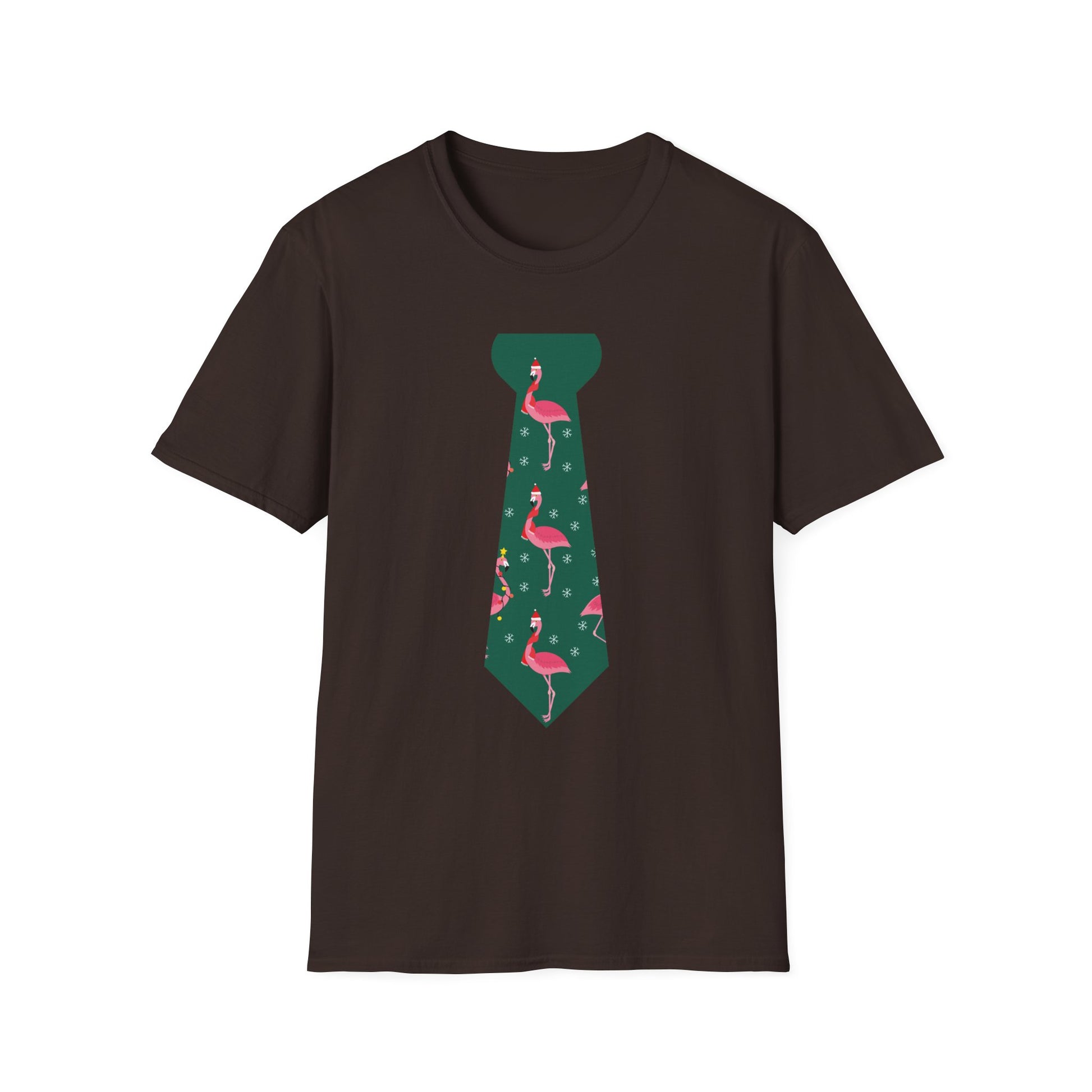 Flamingo Tie Graphic T-Shirt — Tropical Novelty Tee for Casual & Vacation Wear