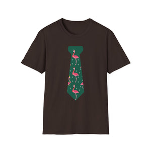 Flamingo Tie Graphic T-Shirt — Tropical Novelty Tee for Casual & Vacation Wear
