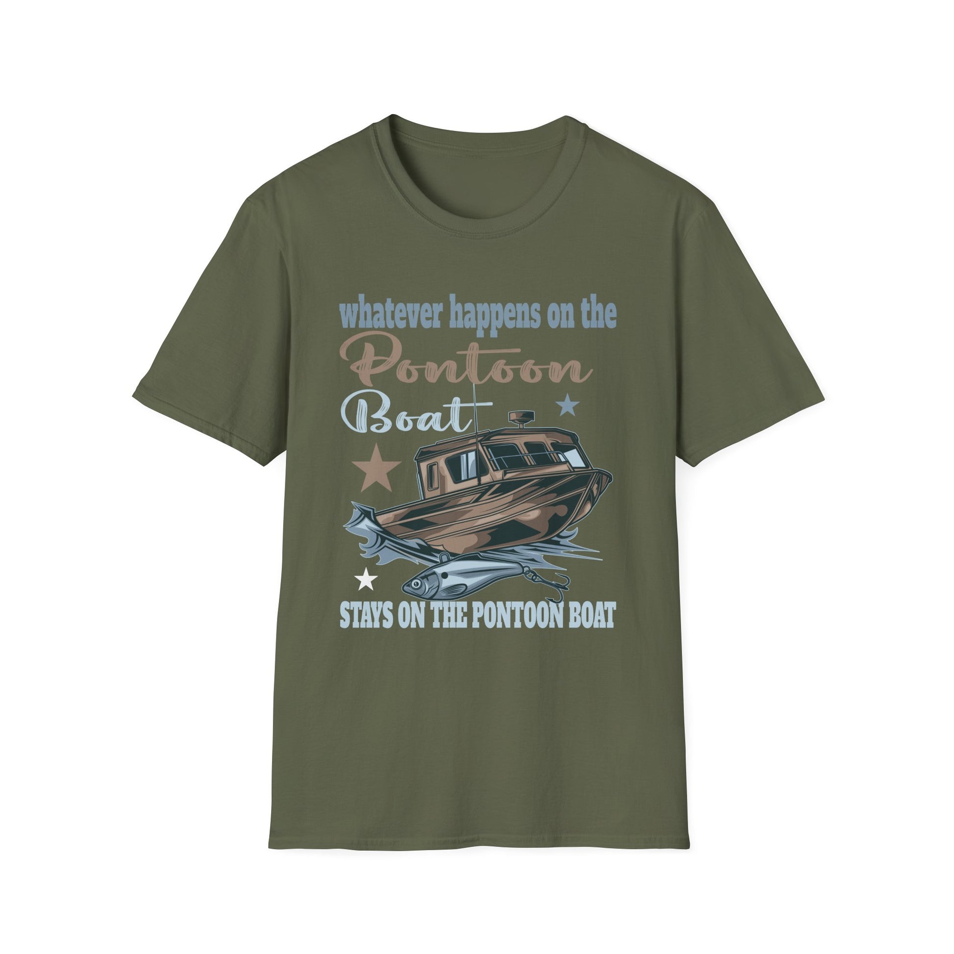 Pontoon Boat T-Shirt - "Whatever Happens on the Pontoon Boat Stays on the Pontoon Boat" Casual Boating Tee