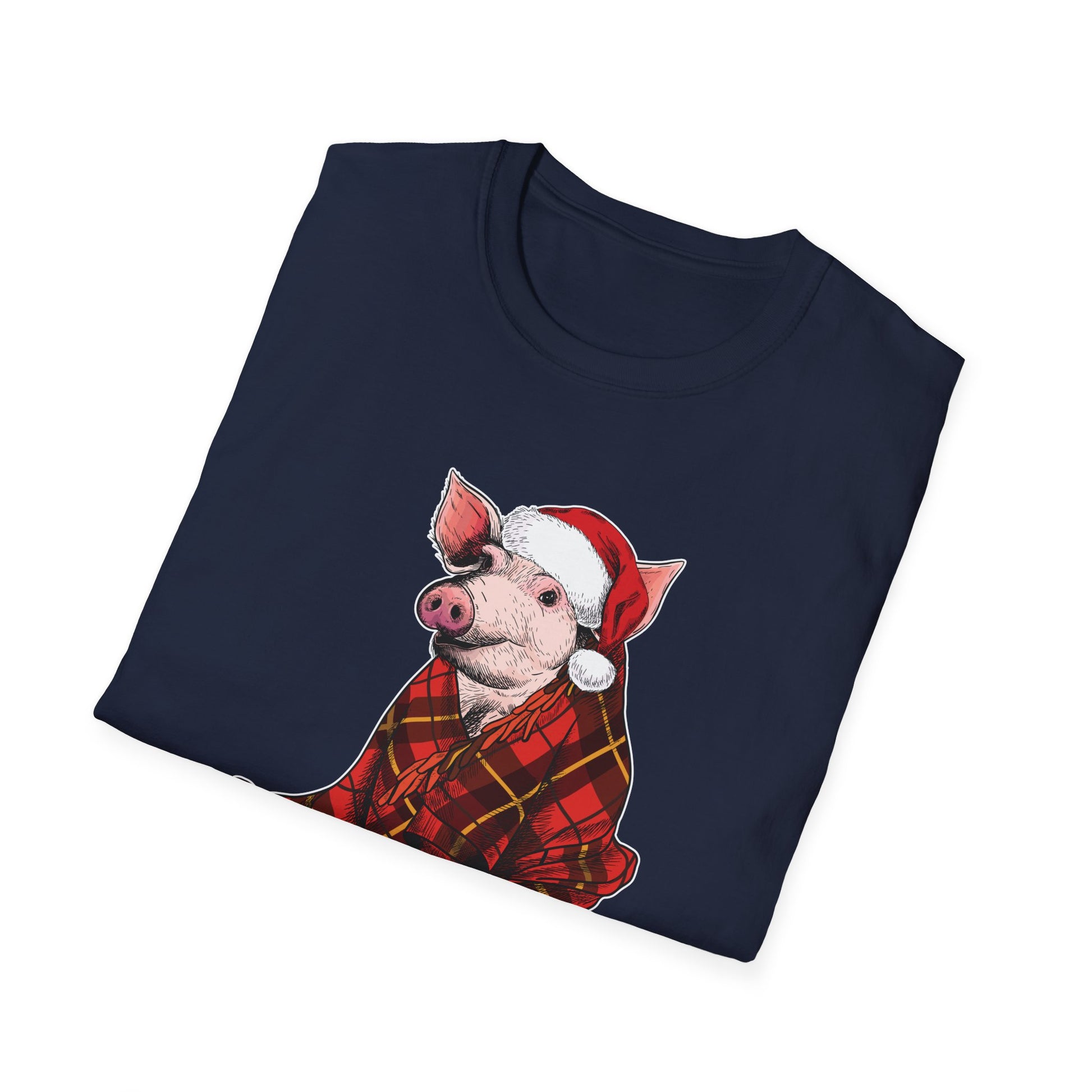 Christmas Pig T-Shirt – Plaid Santa Pig with “Ho Ho Ho Let Me Suck Them Toes” Holiday Tee