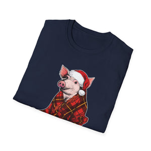 Christmas Pig T-Shirt – Plaid Santa Pig with “Ho Ho Ho Let Me Suck Them Toes” Holiday Tee