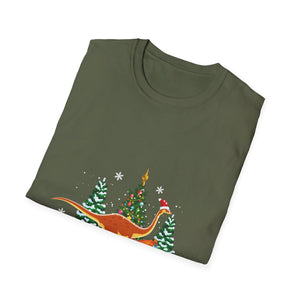 Christmas Brachiosaurus Dinosaur eating a Christmas Tree Unisex T-Shirt