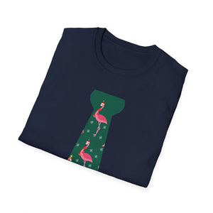 Flamingo Tie Graphic T-Shirt — Tropical Novelty Tee for Casual & Vacation Wear