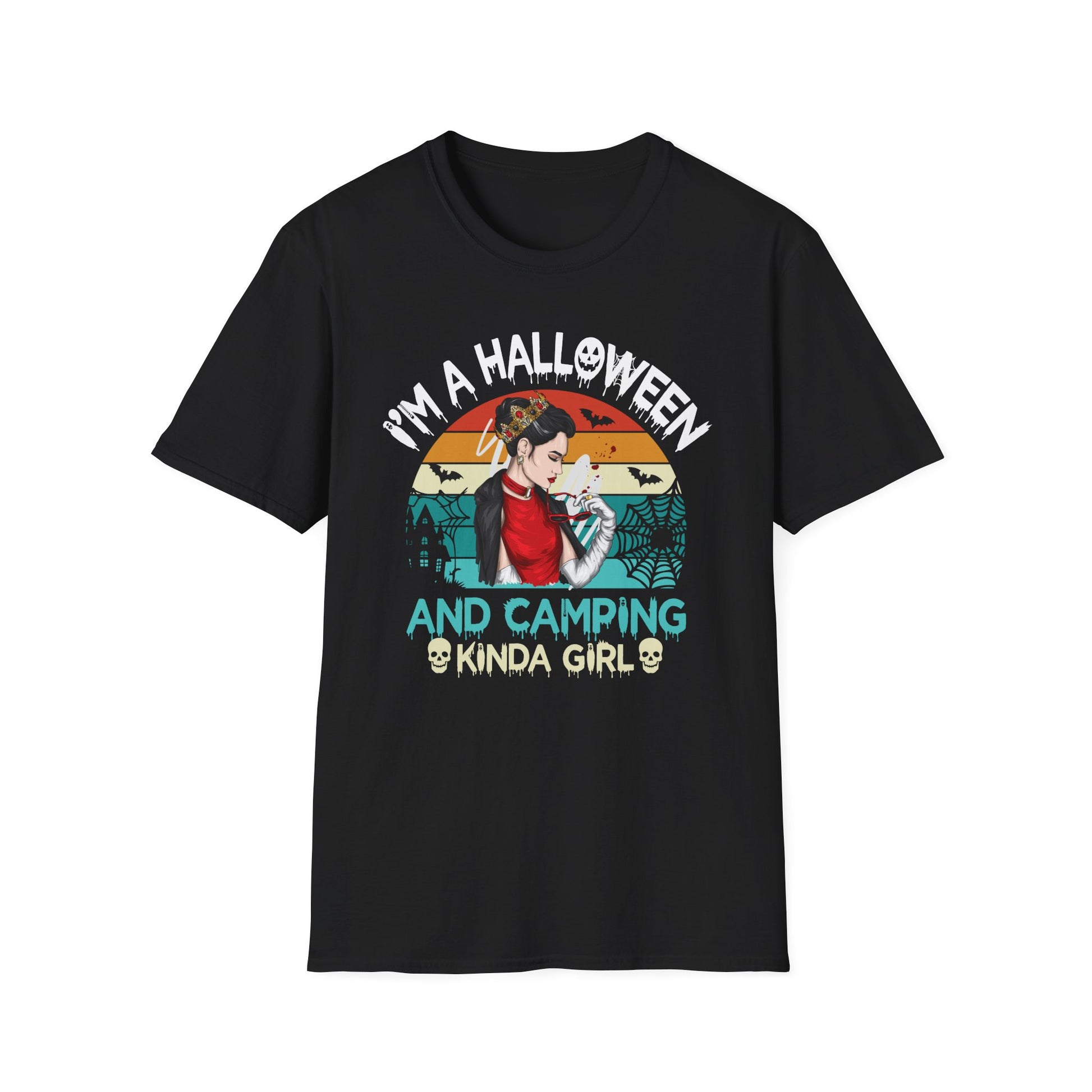 Halloween & Camping T-Shirt — “I’m a Halloween and Camping Kinda Girl” Retro Graphic Tee