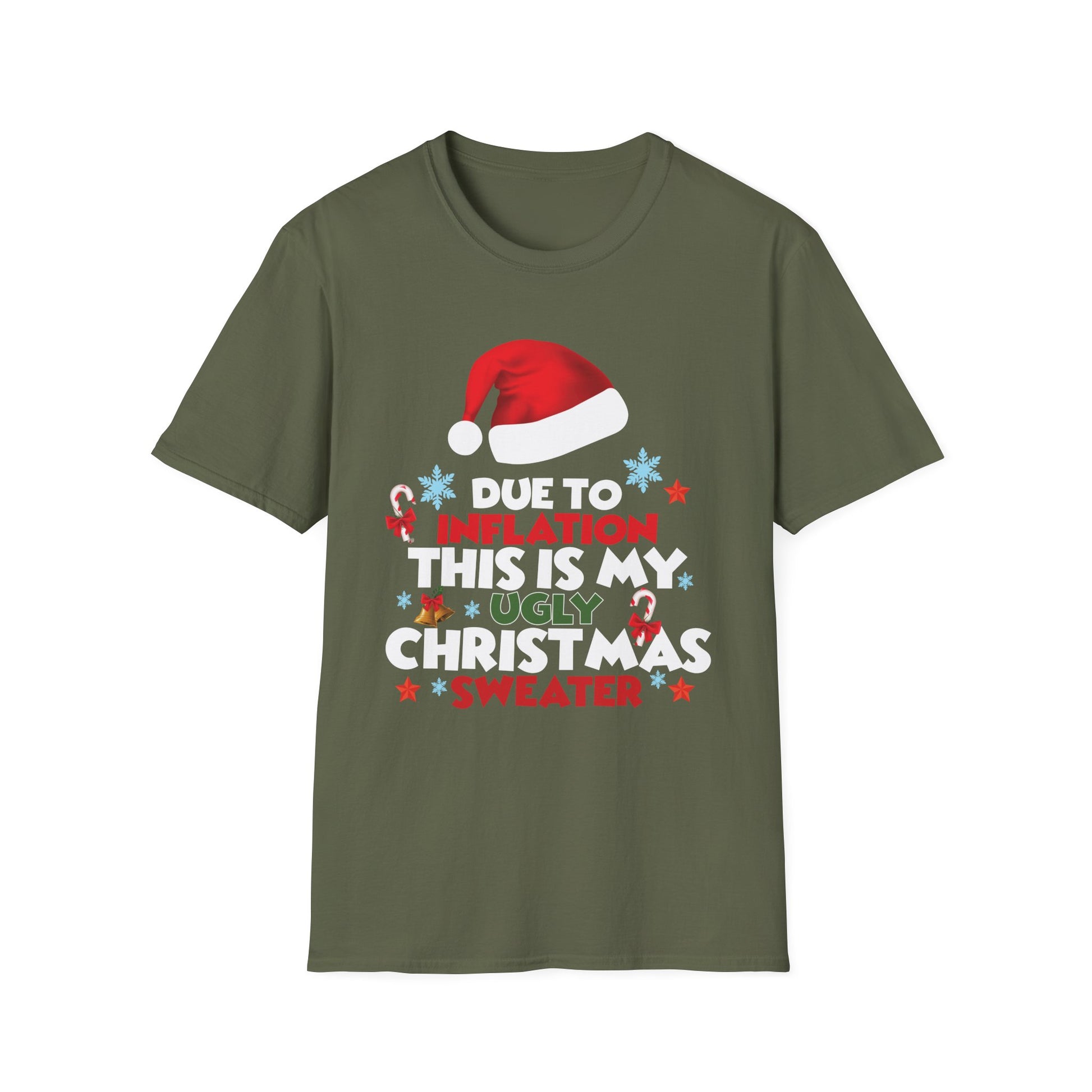 Funny Christmas T‑Shirt — “Due to Inflation This Is My Ugly Christmas Sweater”