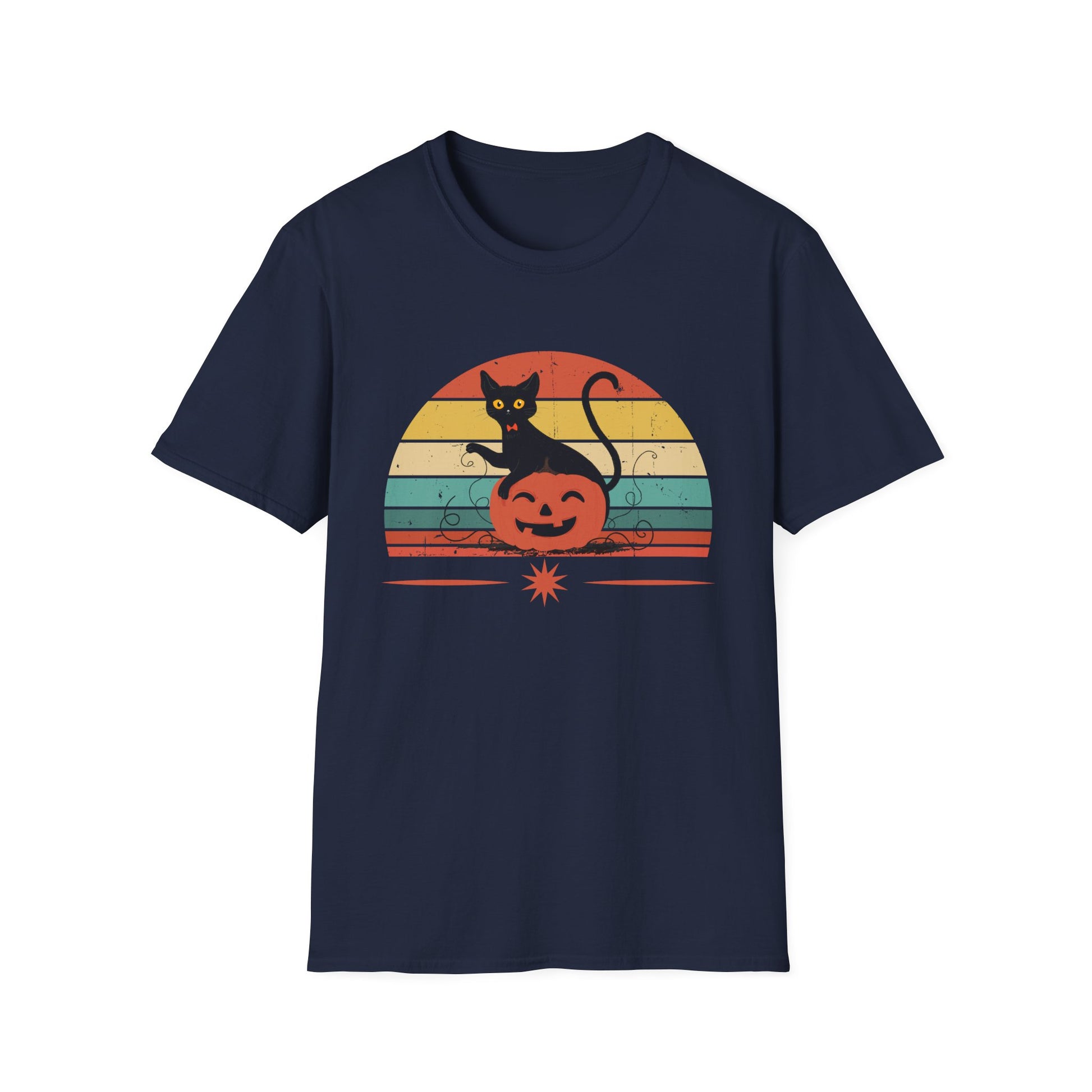 Black Cat sitting in a Pumpkin for Cat Lover - Halloween T-Shirt