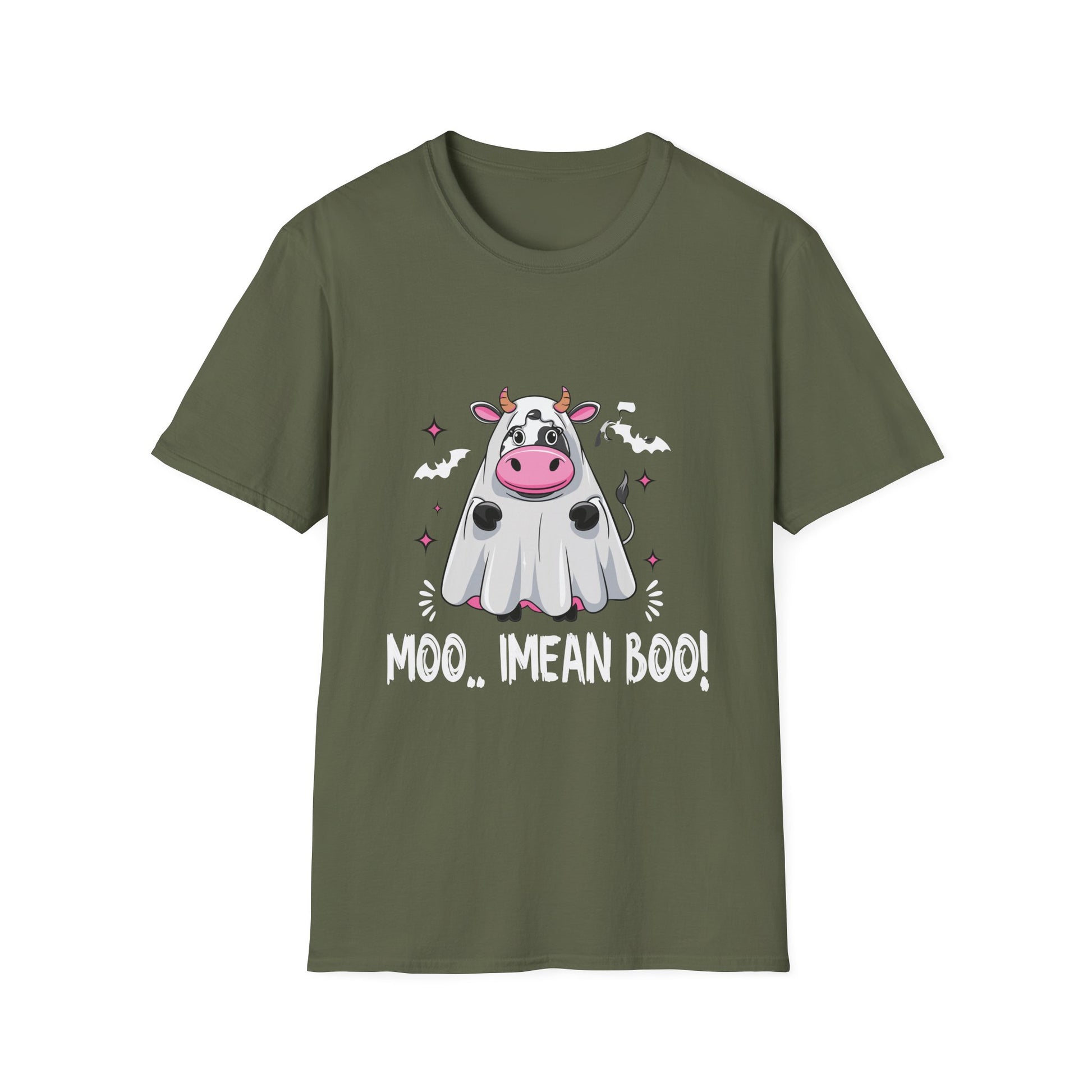 Cow Ghost Halloween T-Shirt — "Moo... I Mean Boo!" Cute Spooky Tee