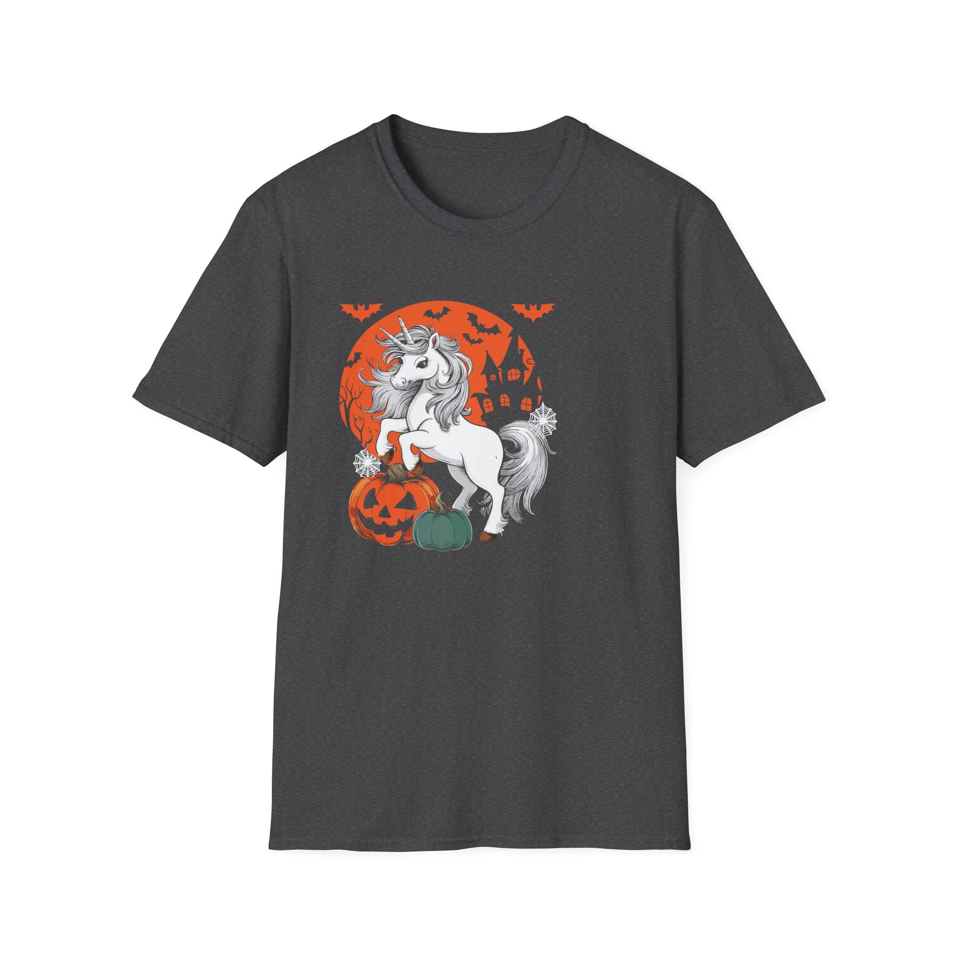 Halloween Unicorn T-Shirt — Spooky Pumpkin and Haunted Castle Graphic