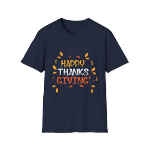 Thanksgiving T-Shirt — Happy Thanksgiving Fall Leaves Holiday Tee