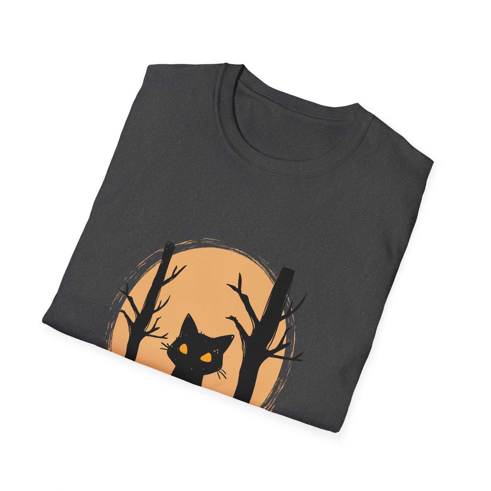 Halloween Cat & Jack-o'-Lantern T‑Shirt — Spooky Pumpkin Night Tee